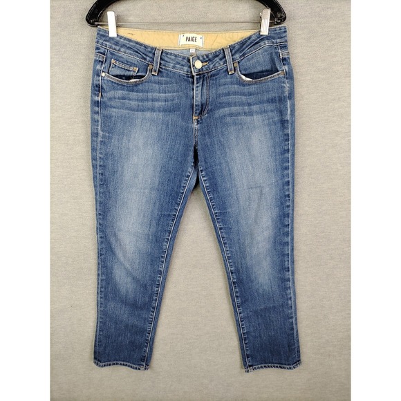 Paige Womens Jeans 29 Blue Denim Jimmy Crop Capri Pants Stretch Casual Mom - Picture 1 of 9